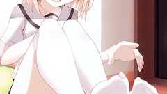 Feet Anime Manga blondes school uniforms panties hair ornaments 