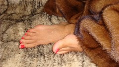 Feet nail polish fetish fur rug