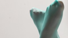 Feet woman blue stockings