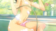 Feet woman bubbles Anime bathing blush anime girls short hair 