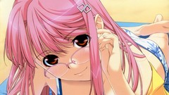 Feet woman glasses faces blush pink hair long hair barefoot 