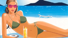 Females wearing headphones go