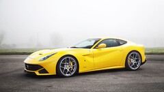 Ferrari F12 Berlinetta Car yellow cars vehicle mist