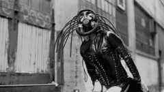 Fetish latex outdoors gas