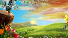 Field abstract 3d-art tree