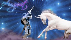 Fight Knights August outer space unicorns fantasy art magical 