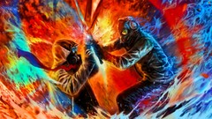 Fighting pilot Swords scarfs multicolor gas masks artwork 