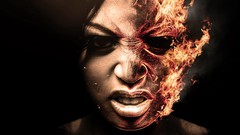 Fire anger faces digital art