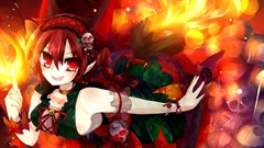 Fire Anime dress collar red eyes anime girls braids touhou 