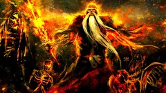 Fire beard skeletons bleach bankai artwork Yamamoto Genryusai 