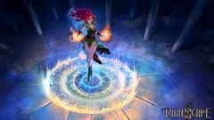 Fire blue red text magic woman game Pillars Swords flames RPG 