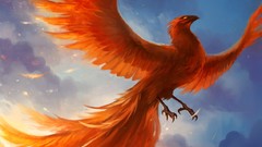 Fire clouds Birds phoenix artwork fantasy art skyscapes Sandara