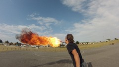 Fire clouds flames blue skies fire-breathing gopro wide-angle 