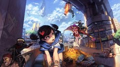 Fire clouds magic Anime scarfs cities anime girls boots saejin 