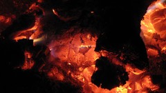 Fire dark burning camp fire