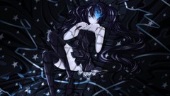 Fire dress anime girls blue eyes brunettes black rock shooter 