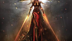Fire god Swords angels artwork digital art fantasy art 