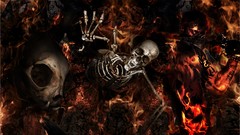 Fire hell punishment flames skeletons digital art