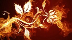 fire leaves Flowers artwork floral curtains flame painter