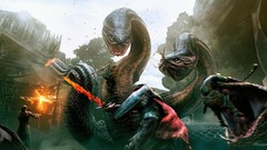 Fire magic Dragons giant snakes Dogma Swords sorcerer dragons 