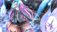 Fire nano Anime bows pink hair pink eyes anime girls touhou 