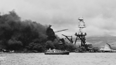 Fire Pearl Harbor monochrome historic vehicles sinking ships 