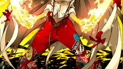 Fire power navel white hair Cigarettes red eyes flames bows 