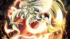 Fire red eyes fujiwara no mokou touhou silver hair video games 