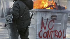 Fire riots police graffiti