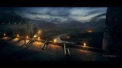 Fire wall Castles rivers skies Medieval stronghold fantasy art 