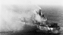 Fire War death black and white ships Boats fight military Navy 