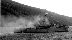 Fire War death black and white ships Boats fight military Navy 