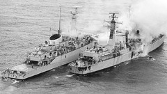 Fire War death black and white ships Boats fight military Navy 