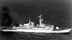 Fire War death black and white ships Boats fight military Navy 