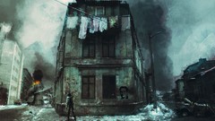 Fire War graffiti smoke cars buildings rebellion streets 