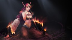 Fire wings cleavage League of Legends pointy ears boobs video 