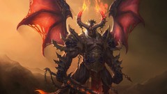 Fire wings horns Swords flames burning demons doombringer demon 