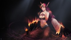 Fire wings pink eyes League of Legends artwork video games 