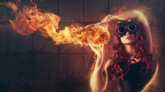 Fire woman Fireball flames burning Photo manipulation anne 