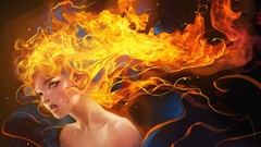 Fire woman slayer artwork sakimichan lina fantasy art