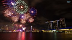 Fireworks cityscapes marina bay sands