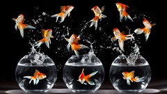Fish black background goldfish happy fish bowls