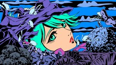 Fish blue hair anime girls blue eyes short hair vectors Redline 