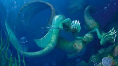 Fish bubbles jellyfish merpersons