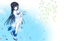 Fish kimono long hair anime girls blue eyes black hair kirino 