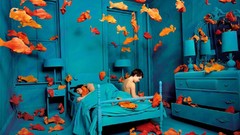 Fish psychedelic decorations blue