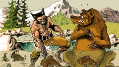 Fish wolverine marvel comics fantasy art grizzly bears