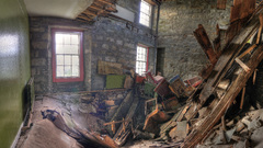Fisheye effect abandoned house