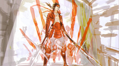 Flag samurai armor headband highres polearm sanada yukimura