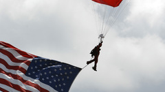 Flags USA parachuting